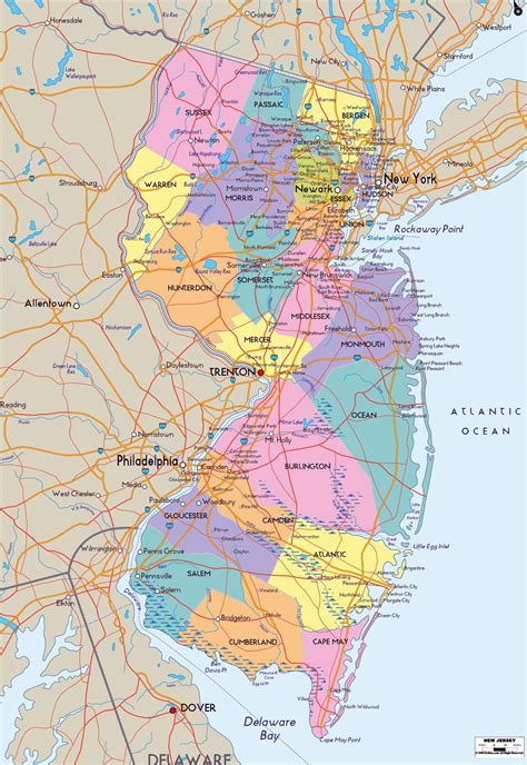 jersey state map large  jersey state maps     print high resolution