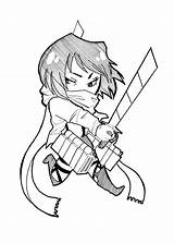 Chibi Ackerman Mikasa Coloring Sketch sketch template