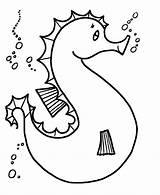Seahorse Seepferdchen Colorier Fois Imprimé sketch template