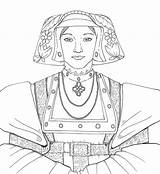 Colouring Tudor Queens Consorts History Kathryn sketch template