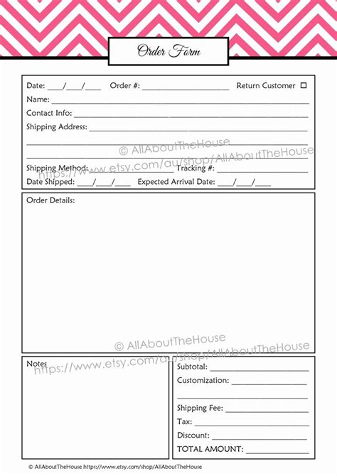 craft order form template    order form ideas