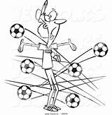 Coach Clipart Soccer Cartoon Coloring Female Royalty Illustration Outlined Balls Flying Her Leishman Toonaday Stock Rf sketch template