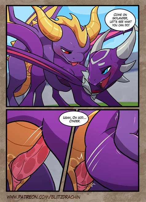 rule 34 all fours blitzdrachin comic cum cynder dialogue dragon female feral horn hug male