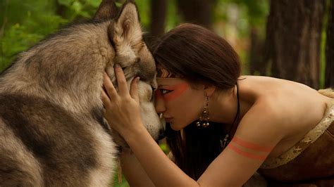 wolf and woman conscious companion