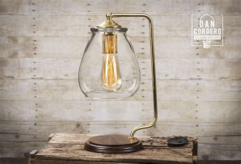 Glass Shade Edison Bulb Table Lamp Brass Dan Cordero