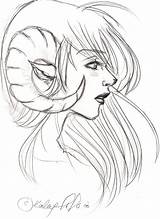 Girl Horns Drawing Sketch Side Deviantart Female Random Antlers Anime Drawings Antler Coloring Sketches Lying Easy Stuff Pages Template sketch template