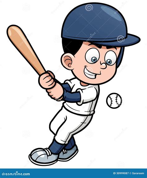 cartoon baseball player stock vector illustration  hitting