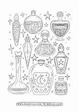 Coloring Book Pages Drawing Potter Harry Bottle Halloween Potions Cute Colouring Simple Sketch sketch template