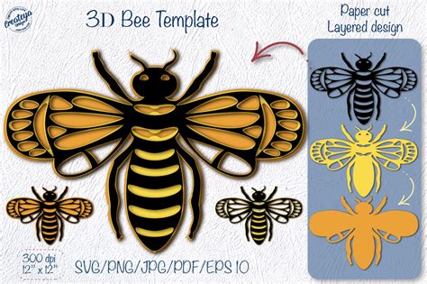 bee layered  template  cricut graphic  createya design