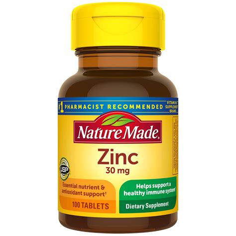 nature  zinc  mg tablets  count  immune system support