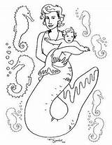 Mermaid Merbaby sketch template