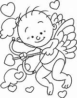 Coloring Cupid Pages Valentines Cupids Valentine Kids Arrow Shoot Ready Cartoon Books sketch template