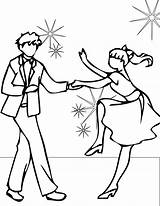 Coloring Pages Dance 50s Dancing Swing Template sketch template
