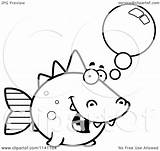 Fish Dino Talking Clipart Cartoon Coloring Outlined Vector Cory Thoman Royalty sketch template