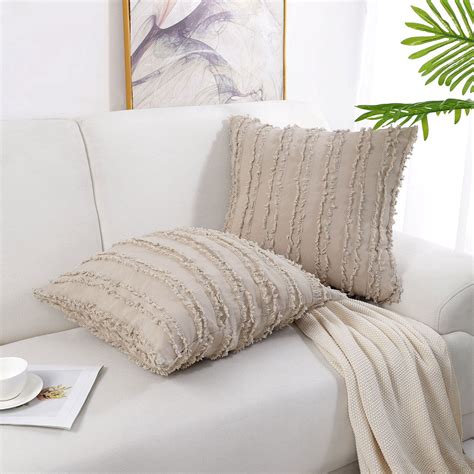 pcs cotton linen decorative throw pillow covers  bohemian tassel