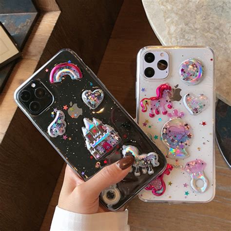 Luxury Star Rainbow Glitter Love Heart Soft Tpu Phone Case For Iphone