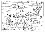 Colorare Famiglia Coloriage Vacanza Spiaggia Famille Holidays sketch template