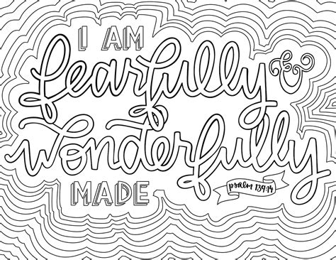 coloring page digital  fearfully  wonderfully  bible