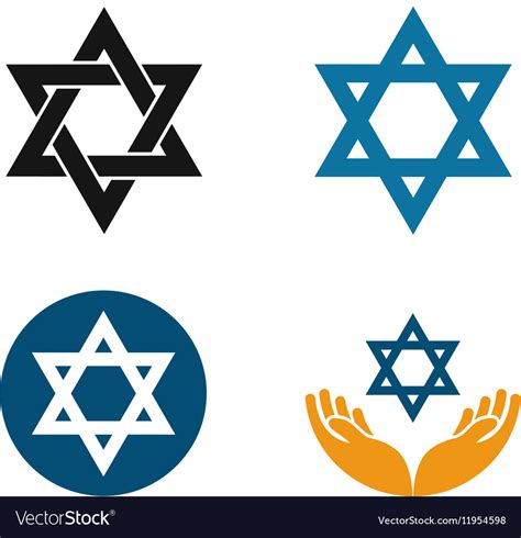 star  david logo judaism  jewish set vector image