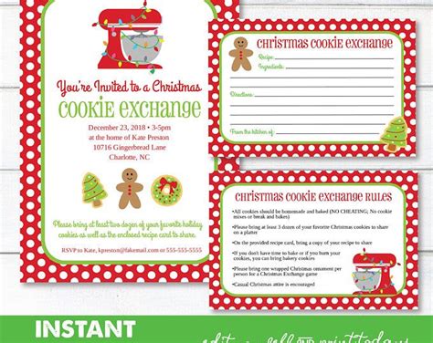 printable cookie exchange rules template printable templates