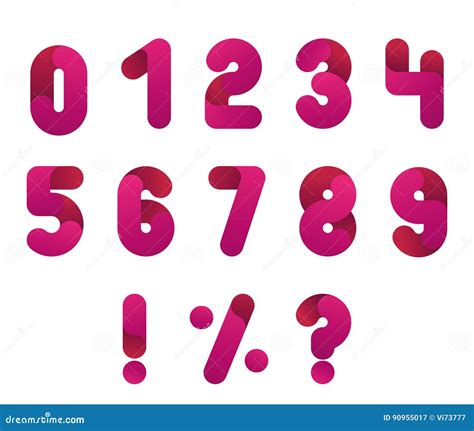 numeral alphabeth pink number set isolated vector stock vector