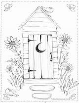 Outhouse Coloring Pages Cross Drawing Colouring Sheets Choose Board Bathroom Getdrawings Primitive Country sketch template