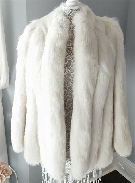 vintage fur coat real arctic fox fur jacket winter wedding bridal jacket luxury vintage