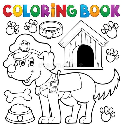 coloring book  police dog stock vector illustration  prints