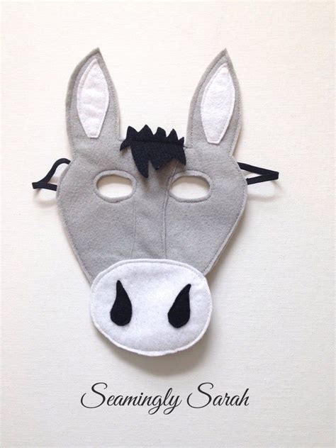 childs gray felt donkey mask  tail etsy donkey mask