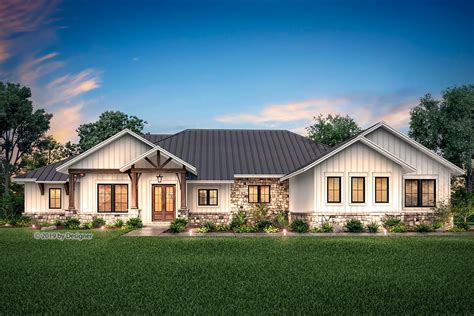 hill country ranch home plan  vaulted great room hz architectural designs house
