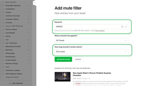 mute filters examples feedly blog