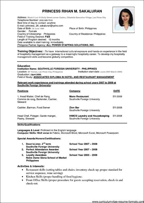 sample resume format  experienced  professionals