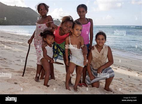 native girls   beach anse la blague praslin island seychelles stock photo  alamy