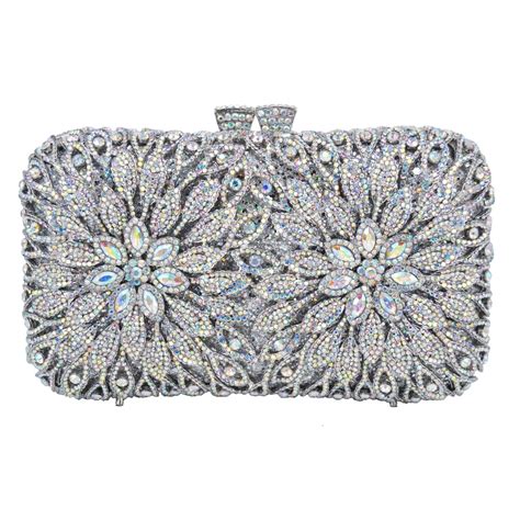 ab silver dazzling crystal clutch purse wedding bridal evening bags sc  clutches