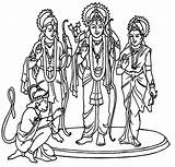 Rama Sita Diwali Hanuman Darbar Laxman Maa Devi Coloringhome Durga Cliparts Navami sketch template