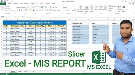 Excel Mis Report How To Create Mis Report In Excel Using Slicer