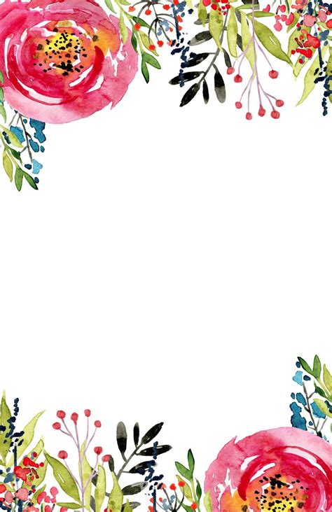 watercolor floral border paper printable  getdrawings