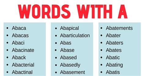 words  start   list    words   examples