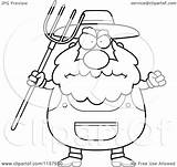 Farmer Cartoon Clipart Coloring Waving Plump Pitchfork Anger Thoman Cory Outlined Vector 2021 sketch template