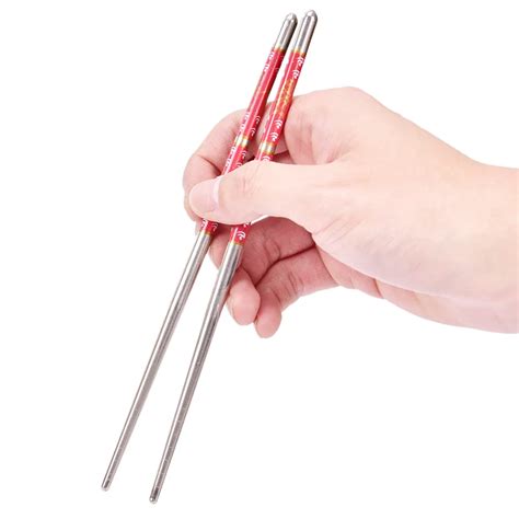 pair stainless chinese chopsticks  slip flower reusable food chop sticks home kitchen table