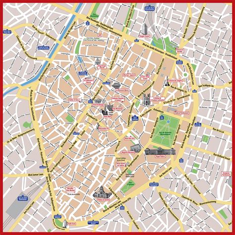 detailed tourist map  central part  brussels city brussels city