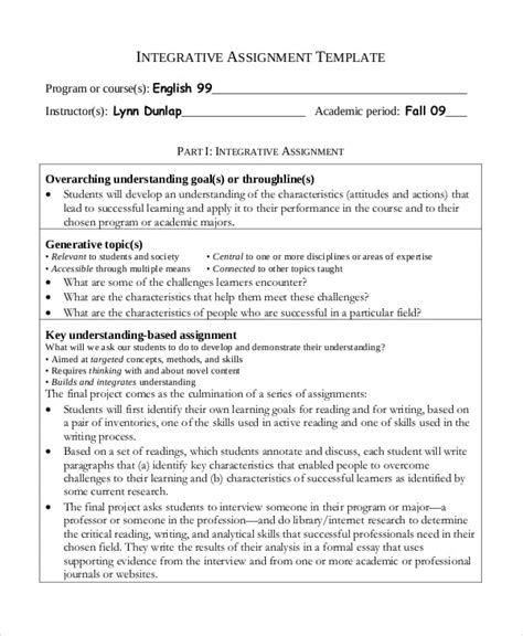 project assignment templates  sample  format