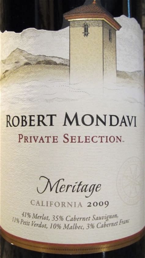 2009 Robert Mondavi Winery Meritage Private Selection Usa California