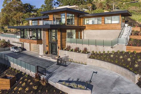 dramatic hillside home  modern  warm feel  marin county architecture  design