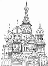 Coloring Architecture Moscow Pages Adults Living Square Red Kremlin Representing Unique sketch template