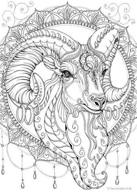 goat printable adult coloring page  favoreads instant