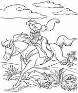 Coloring Horse Princess Pages Disney Riding Bubakids Girl sketch template