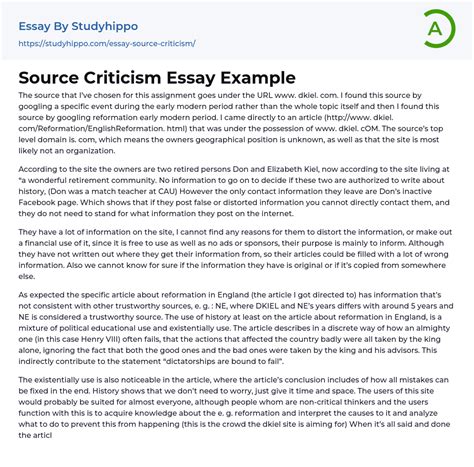 source criticism essay  studyhippocom