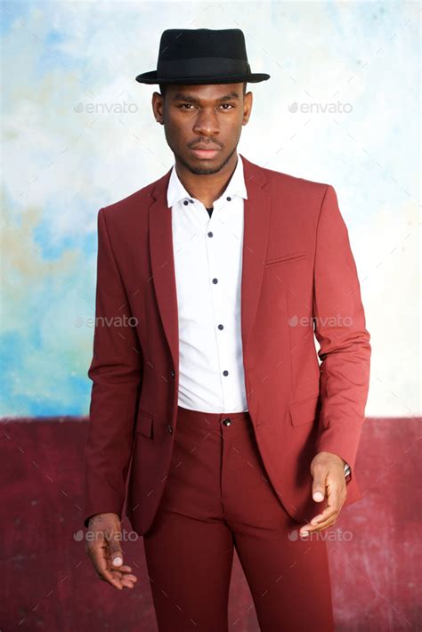 Handsome Young African American Male Fashion Model Posing With Vintage