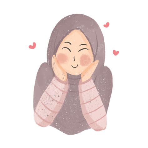 Gadis Muslim Manis Emoji Wajah Bahagia Wajah Bahagia Muslimah Imut